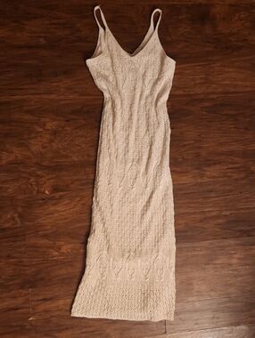 Freshman Cream Crochet Maxi Dress - Sleeveless V-Neck